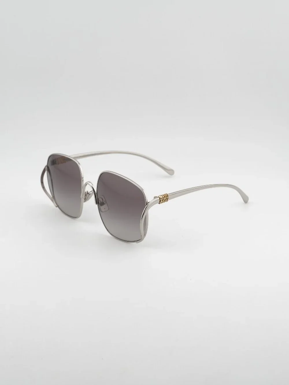 Miu Miu MU A57S 1BC30S Sunglasses Gold Square Frame, Grey Gradient Lenses